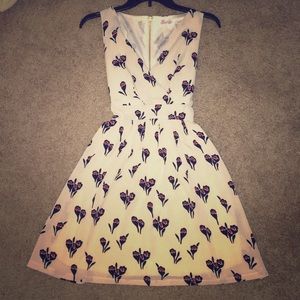Low cut rose print dress